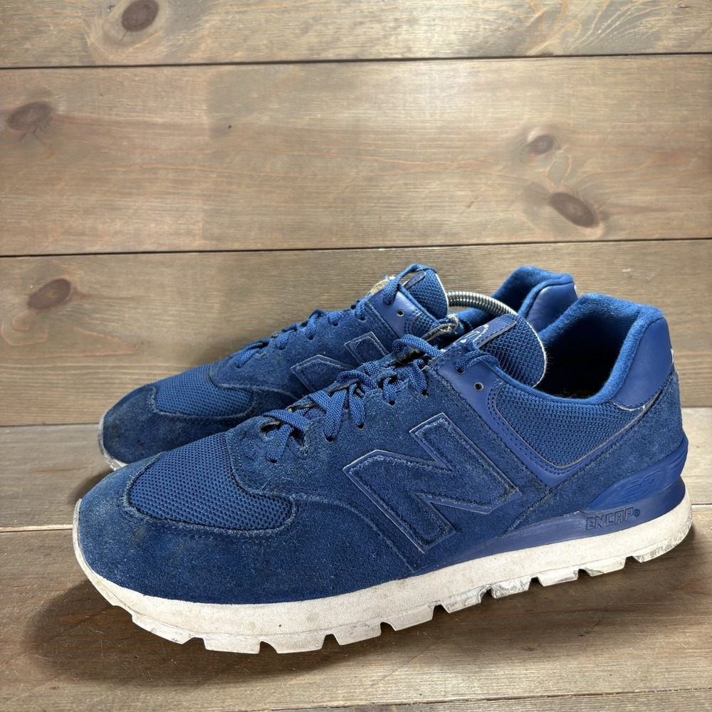 new balance 574 rugged mens size 12 shoes blue suede running walking sneakers